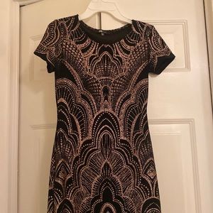 Black Bodycon Dress with Rose Gold Glitter Accents